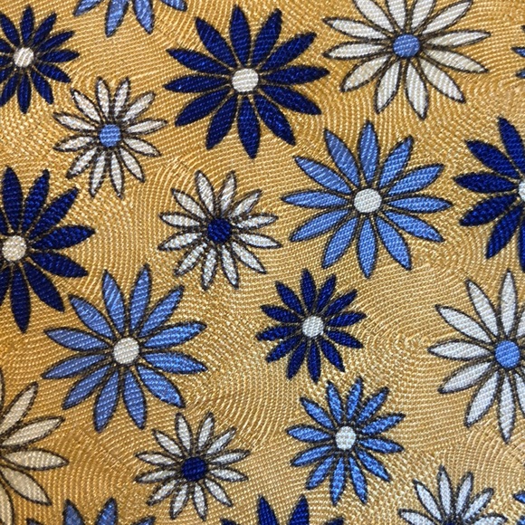 Vtg GJ CAHN Daisy Print Floral Silk Tie Makers To The Universe USA Made Textured - Picture 3 of 16